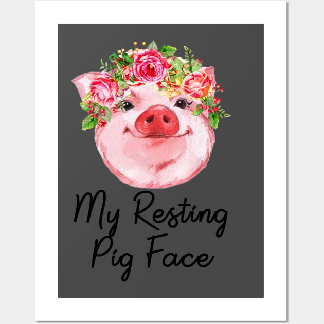 Cute Pig Face Flower Design. Wall Art by tonydale